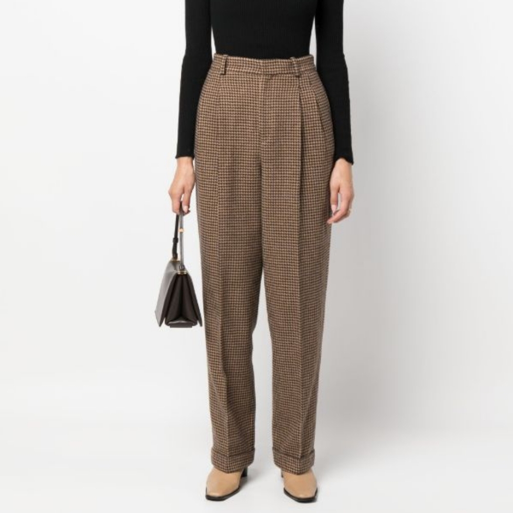 Classic Brown Checkered Women's Pants